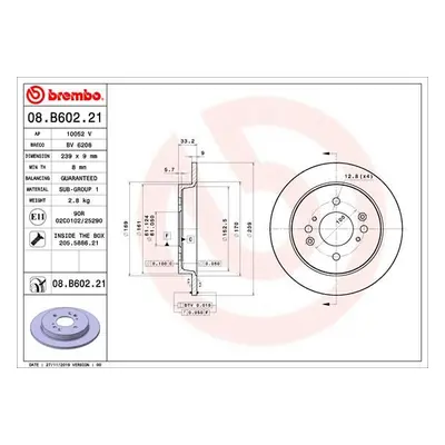 Brzdový kotouč BREMBO 08.B602.21