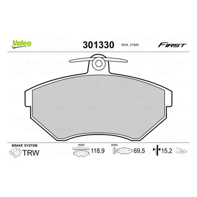 Sada brzdových destiček, kotoučová brzda VALEO 301330