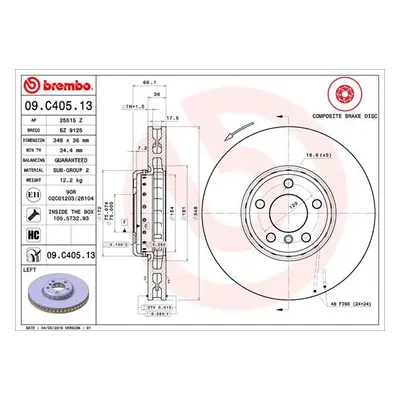 Brzdový kotouč BREMBO 09.C405.13