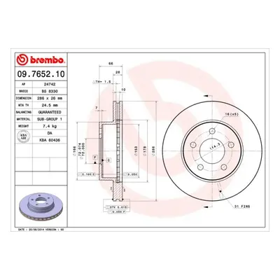 Brzdový kotouč BREMBO 09.7652.10