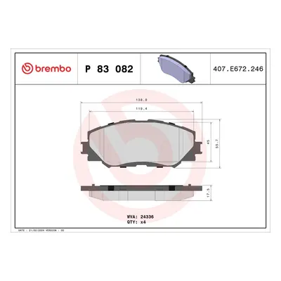 Sada brzdových destiček, kotoučová brzda BREMBO P 83 082