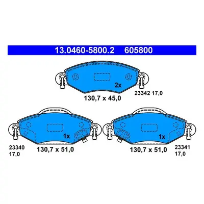 Sada brzdových destiček, kotoučová brzda ATE 13.0460-5800.2