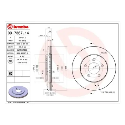 Brzdový kotouč BREMBO 09.7367.14