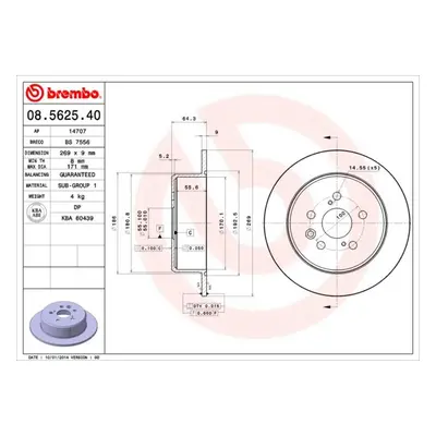 Brzdový kotouč BREMBO 08.5625.40