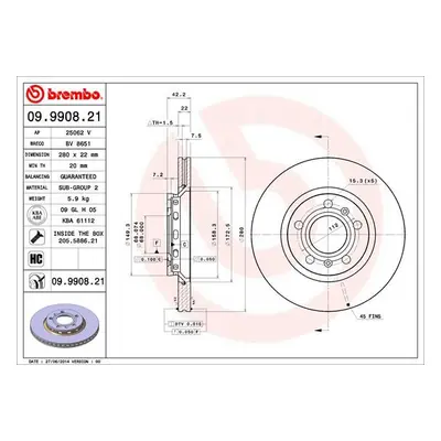 Brzdový kotouč BREMBO 09.9908.21