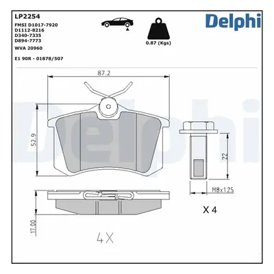 Sada brzdových destiček, kotoučová brzda DELPHI LP2254