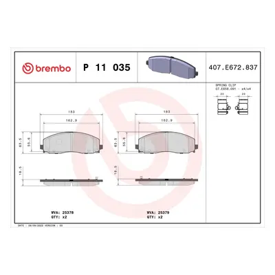 Sada brzdových destiček, kotoučová brzda BREMBO P 11 035