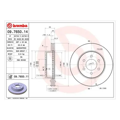 Brzdový kotouč BREMBO 09.7650.11