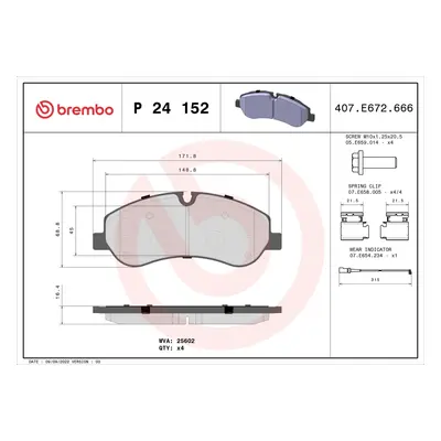 Sada brzdových destiček, kotoučová brzda BREMBO P 24 152