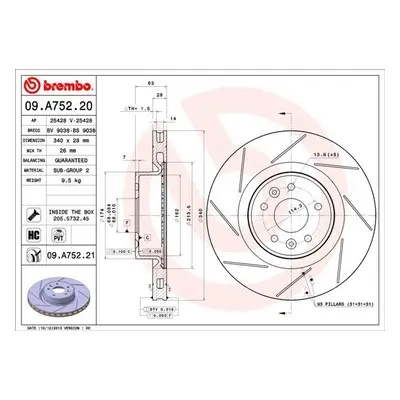 Brzdový kotouč BREMBO 09.A752.21