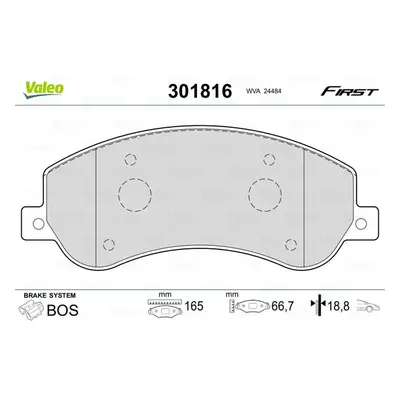 Sada brzdových destiček, kotoučová brzda VALEO 301816