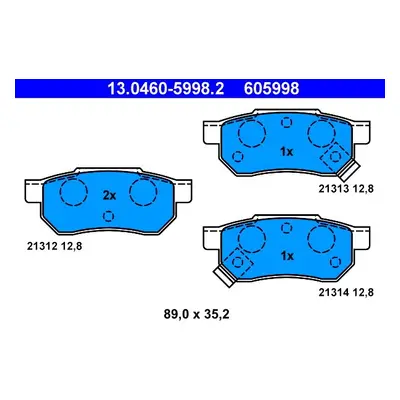 Sada brzdových destiček, kotoučová brzda ATE 13.0460-5998.2