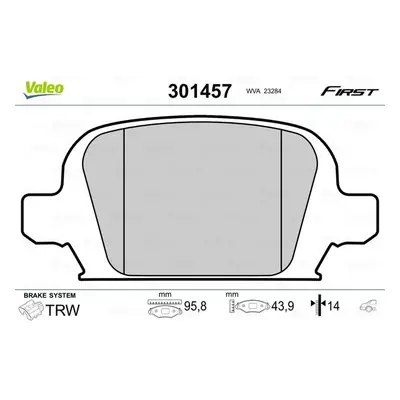 Sada brzdových destiček, kotoučová brzda VALEO 301457