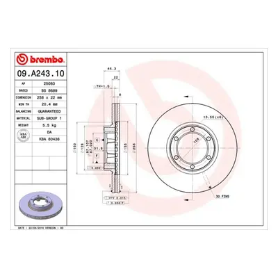 Brzdový kotouč BREMBO 09.A243.10