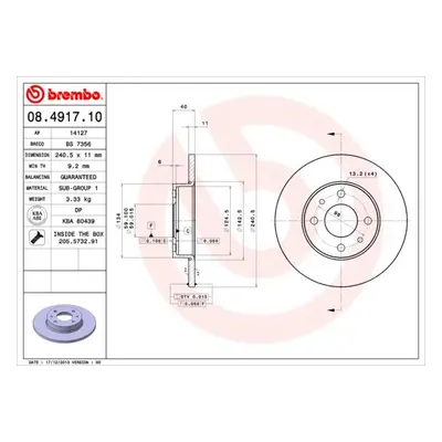 Brzdový kotouč BREMBO 08.4917.10