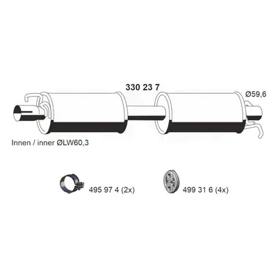 Střední tlumič výfuku ERNST 330237