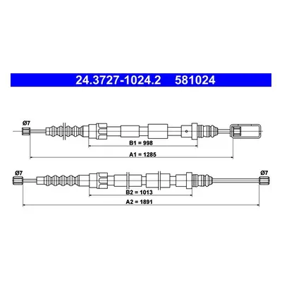Tažné lanko, parkovací brzda ATE 24.3727-1024.2