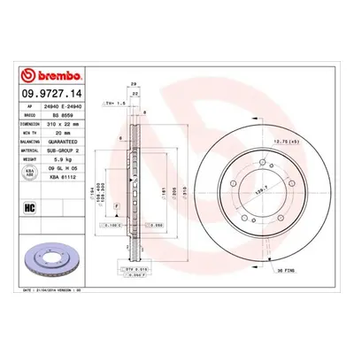 Brzdový kotouč BREMBO 09.9727.14