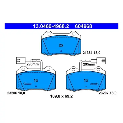 Sada brzdových destiček, kotoučová brzda ATE 13.0460-4968.2