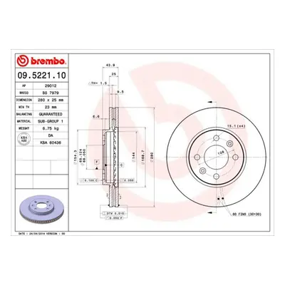 Brzdový kotouč BREMBO 09.5221.10