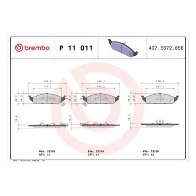 Sada brzdových destiček, kotoučová brzda BREMBO P 11 011