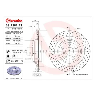 Brzdový kotouč BREMBO 09.A961.21