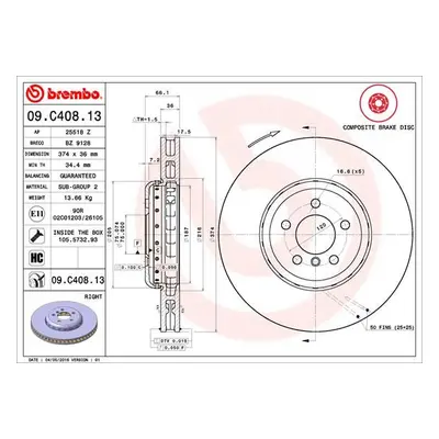 Brzdový kotouč BREMBO 09.C408.13