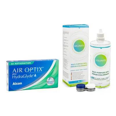 Alcon Air Optix Plus Hydraglyde for Astigmatism (3 čočky) + Solunate Multi-Purpose 400 ml s pouz