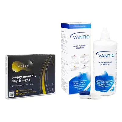 Bausch & Lomb Lenjoy Monthly Day & Night (3 čočky) + Vantio Multi-Purpose 360 ml s pouzdrem