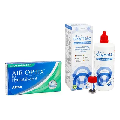 Alcon Air Optix Plus Hydraglyde for Astigmatism (6 čoček) + Oxynate Peroxide 380 ml s pouzdrem