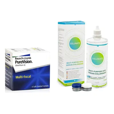 Bausch & Lomb PureVision Multi-Focal (6 čoček) + Solunate Multi-Purpose 400 ml s pouzdrem