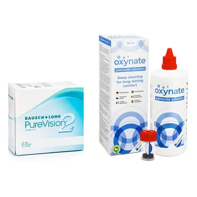 Bausch & Lomb PureVision 2 (6 čoček) + Oxynate Peroxide 380 ml s pouzdrem