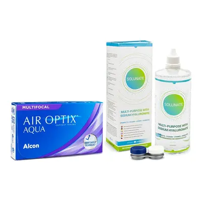 Alcon Air Optix Aqua Multifocal (6 čoček) + Solunate Multi-Purpose 400 ml s pouzdrem