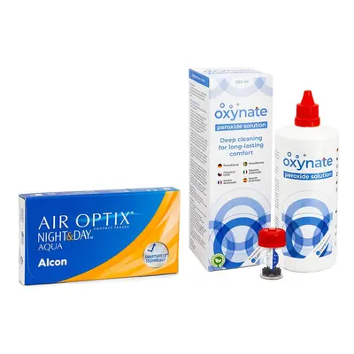 Alcon Air Optix Night & Day Aqua (6 čoček) + Oxynate Peroxide 380 ml s pouzdrem