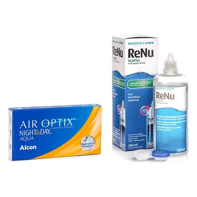 Alcon Air Optix Night & Day Aqua (6 čoček) + ReNu MultiPlus 360 ml s pouzdrem