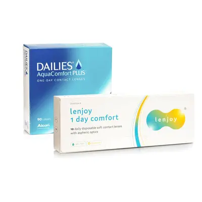 Alcon DAILIES AquaComfort Plus (90 čoček) + Lenjoy 1 Day Comfort (10 čoček)