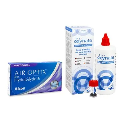 Alcon Air Optix Plus Hydraglyde Multifocal (6 čoček) + Oxynate Peroxide 380 ml s pouzdrem