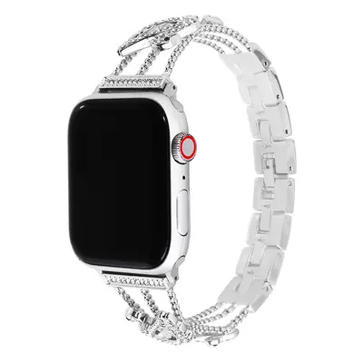 Stylový řemínek s kamínky a labutí pro Apple Watch - Stříbrný Barva: Stříbrná, Velikost: 42/44/4