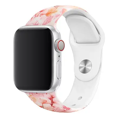 Řemínek s potiskem pro Apple Watch - Kytičkový Barva: Bílá, Velikost: 38/40/41mm, Obvod zápěstí