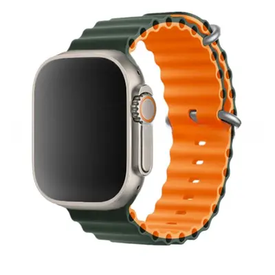 Stylový vroubkovaný řemínek pro Apple Watch - Zeleno-oranžový Barva: Khaki, Velikost: 38/40/41mm