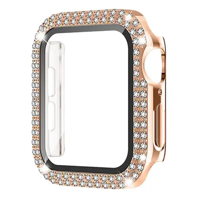 Ochranné pouzdro s tvrzeným sklem a diamanty pro Apple Watch - Rose Gold Velikost: 41mm