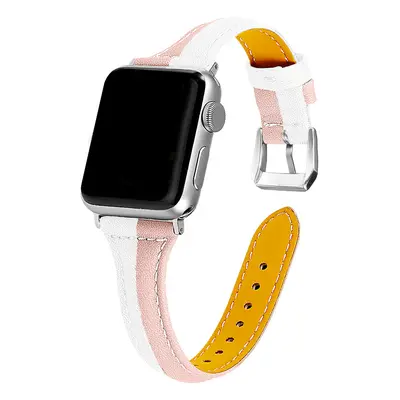 Dámský kožený řemínek pro Apple Watch - Bílo-růžový Barva: Růžová, Velikost: 38/40/41mm