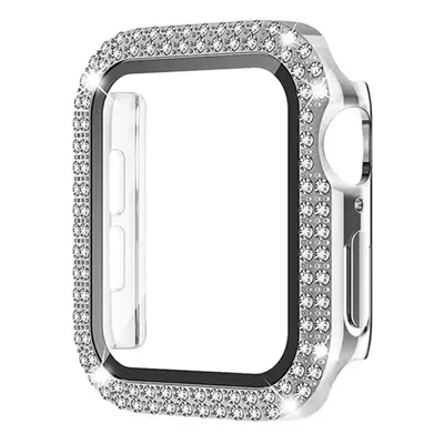 Ochranné pouzdro s tvrzeným sklem a diamanty pro Apple Watch - Stříbrné Velikost: 42mm