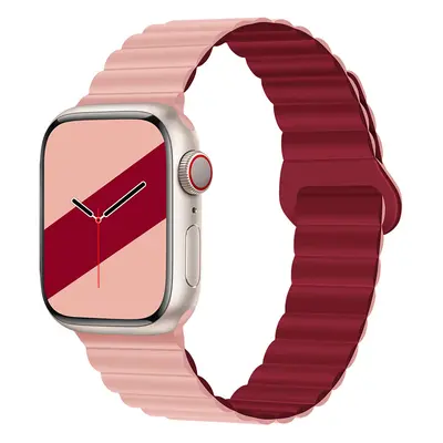 Stylový řemínek s magnetem pro Apple Watch - Pink Red Barva: Růžová, Velikost: 42/44/45/49mm