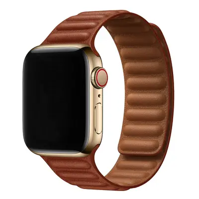 Kožený řemínek s magnetem pro Apple Watch - Sedlově hnědý Barva: Světle hnědá, Velikost: 38/40/4