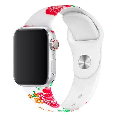 Řemínek s potiskem pro Apple Watch - Holandská růže Barva: Bílá, Velikost: 38/40/41mm, Obvod záp