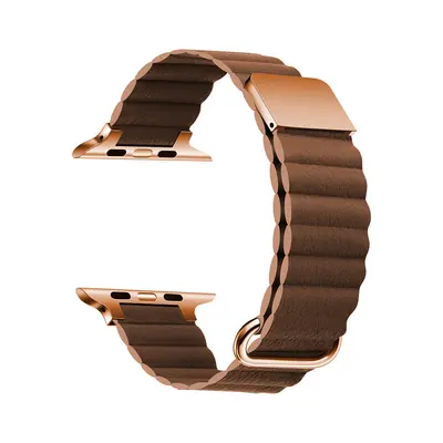 Stylový kožený řemínek s magnetem pro Apple Watch - Hnědý Barva: Coffee, Velikost: 38/40/41mm