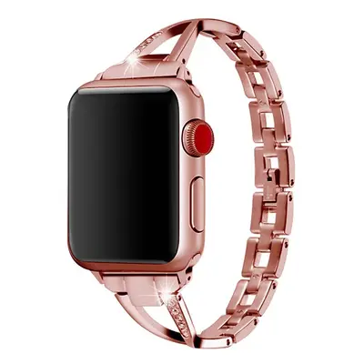 Stylový řemínek s kamínky pro Apple Watch - Rose Pink Barva: Pink Gold, Velikost: 42/44/45/49mm