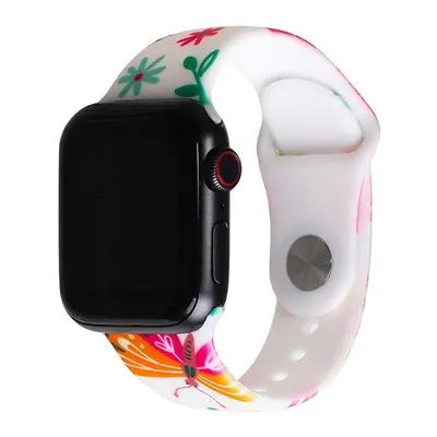 Řemínek s potiskem pro Apple Watch - Letní zahrada Barva: Bílá, Velikost: 42/44/45/49mm, Obvod z