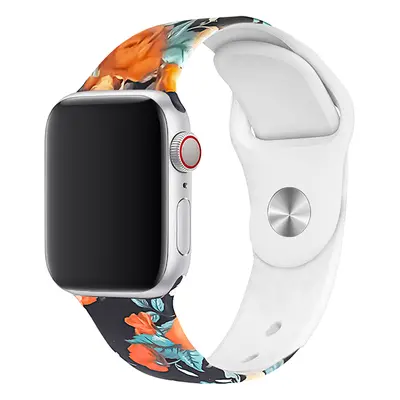 Řemínek s potiskem pro Apple Watch - Půlnoční růže Barva: Bílá, Velikost: 42/44/45/49mm, Obvod z